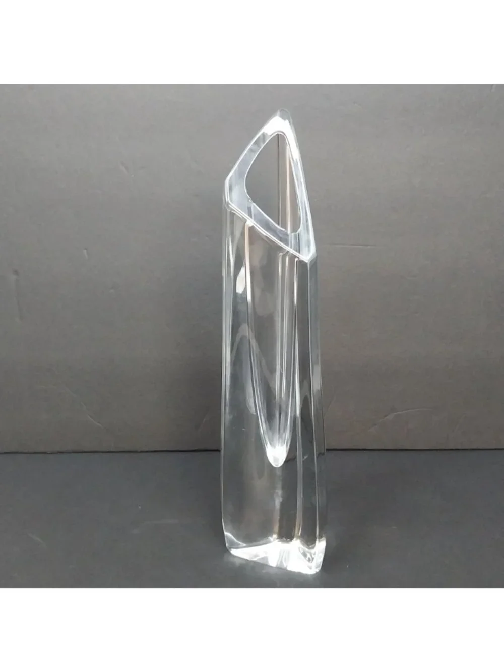 Baccarat Crystal Triangle Glass Decorative Sculpture Vase 13